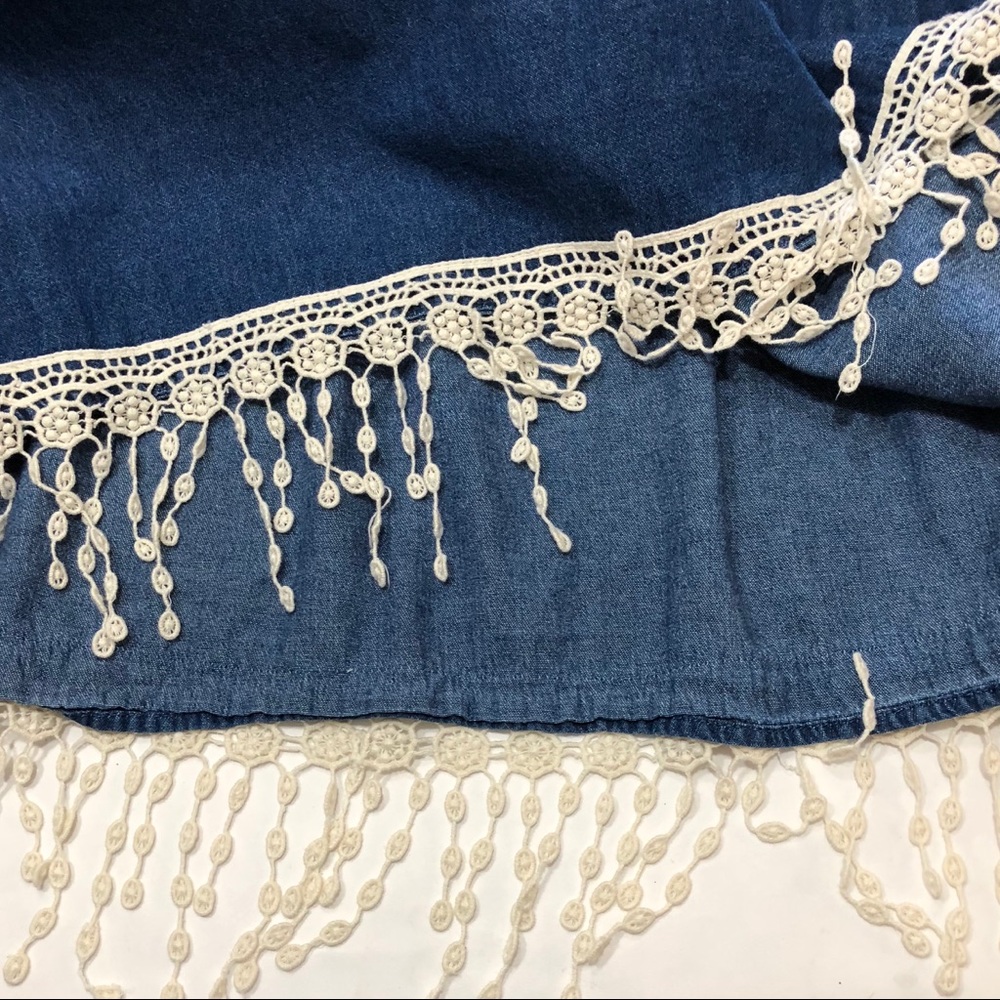 Hannah Denim Stretch Waist w/Embroidered Fringes - Picture 7 of 7